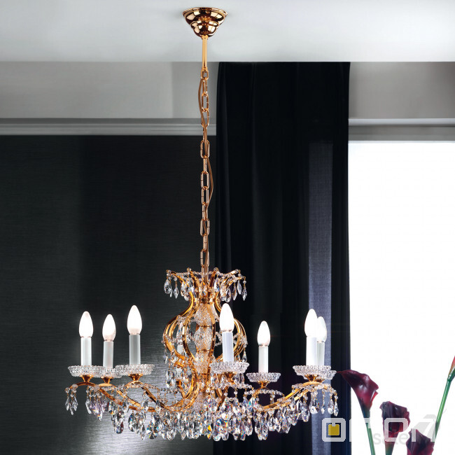 Hirohito crystal chandelier, 10 lamps and 24K gold plated