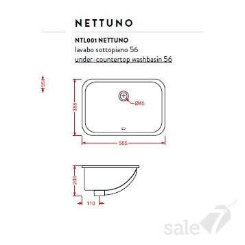 Раковина врезная artceram nettuno ntl001