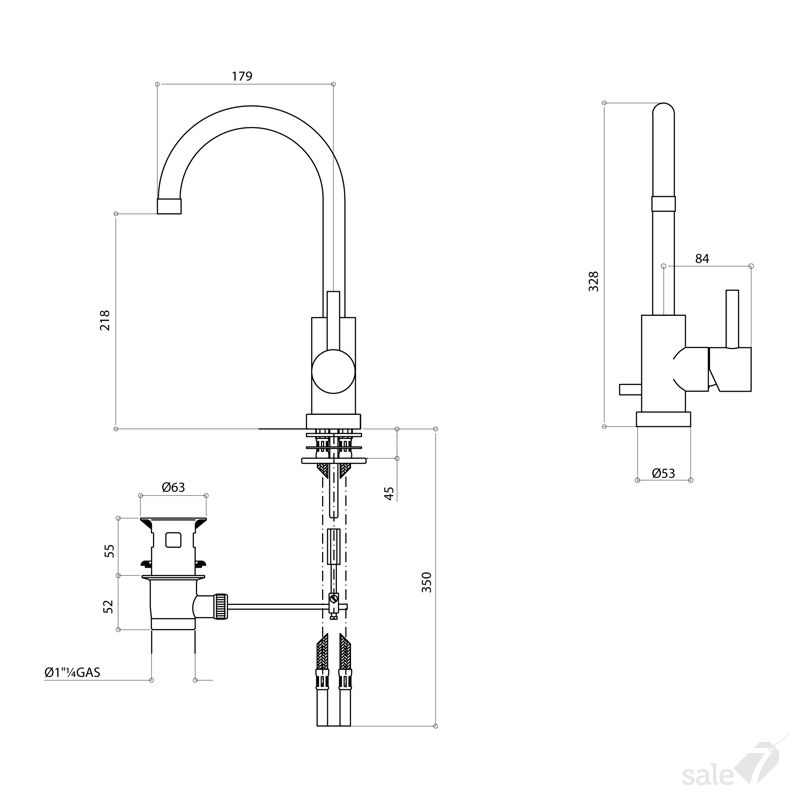 T leva. Смеситель для кухни Mexen. Mexen Omega Jachrome+White/Chrome, 120x70,.